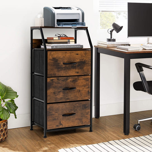 Freestanding Cabinet Dresser With Wooden Top Shelves, M, Rustic Brown Dressers & Chests Rustic Brown at Gallery Canada