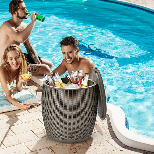 9.5 Gallon 4-in-1 Rattan Cocktail Table, Brown Coolers Brown at Gallery Canada