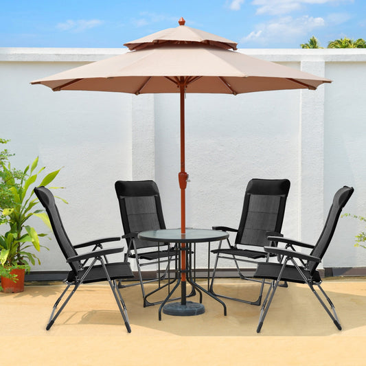 Portable Folding Dining Chairs, 2 Pieces, Adjustable Headrest, Black Patio Dining Chairs Black at Gallery Canada
