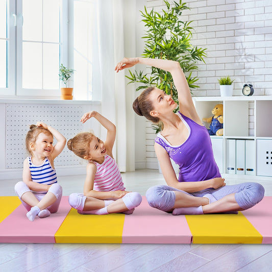 6 Feet x 2 Feet x 2.5 Inch 3-Fold Gymnastics Tumbling Fitness Mat, Yellow