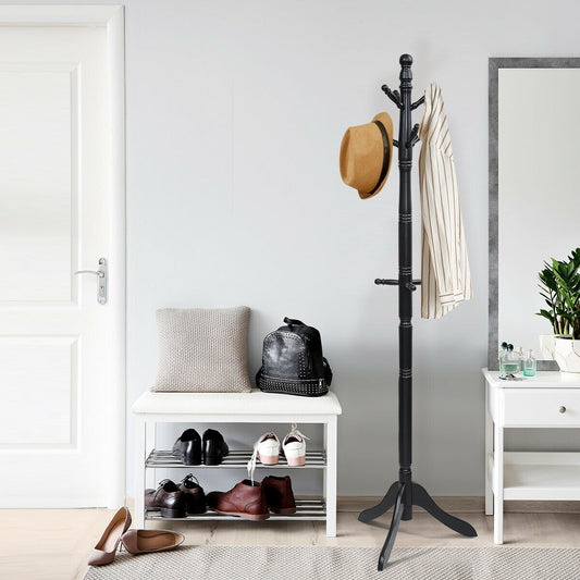 Adjustable Free Standing Wooden Coat Rack, Black Coat Racks & Hall Trees Black at Gallery Canada