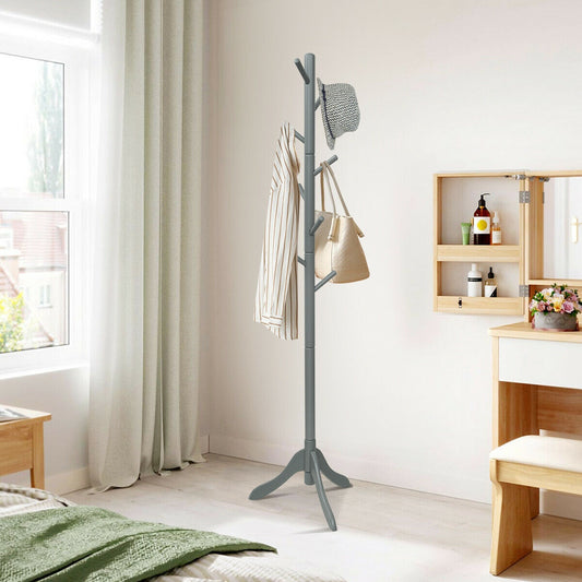 Adjustable Wooden Tree Coat Rack, 8 Hooks, Gray Coat Racks & Hall Trees Gray at Gallery Canada