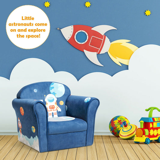 Kids Astronaut Armrest Upholstered Couch, Blue Kids Chairs & Seating Blue at Gallery Canada