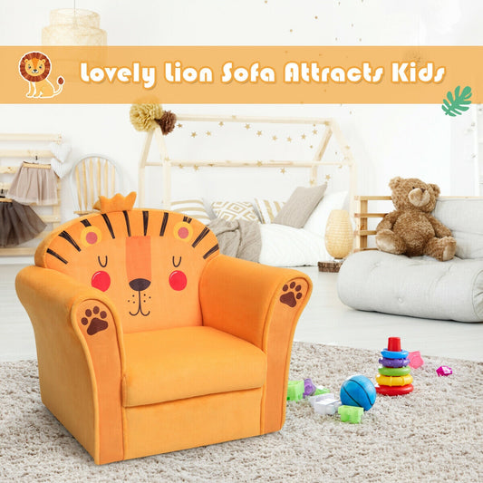 Kids Armrest Lion Upholstered Sofa, Orange Kids Chairs & Seating Orange at Gallery Canada