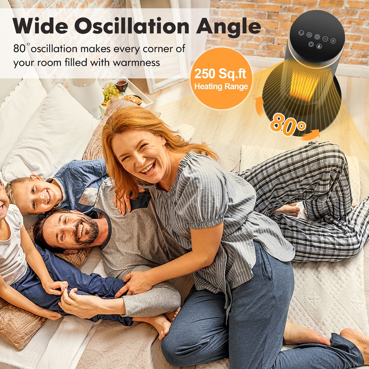 Radiateur d'appoint à chauffage rapide PTC 1500W, Noir