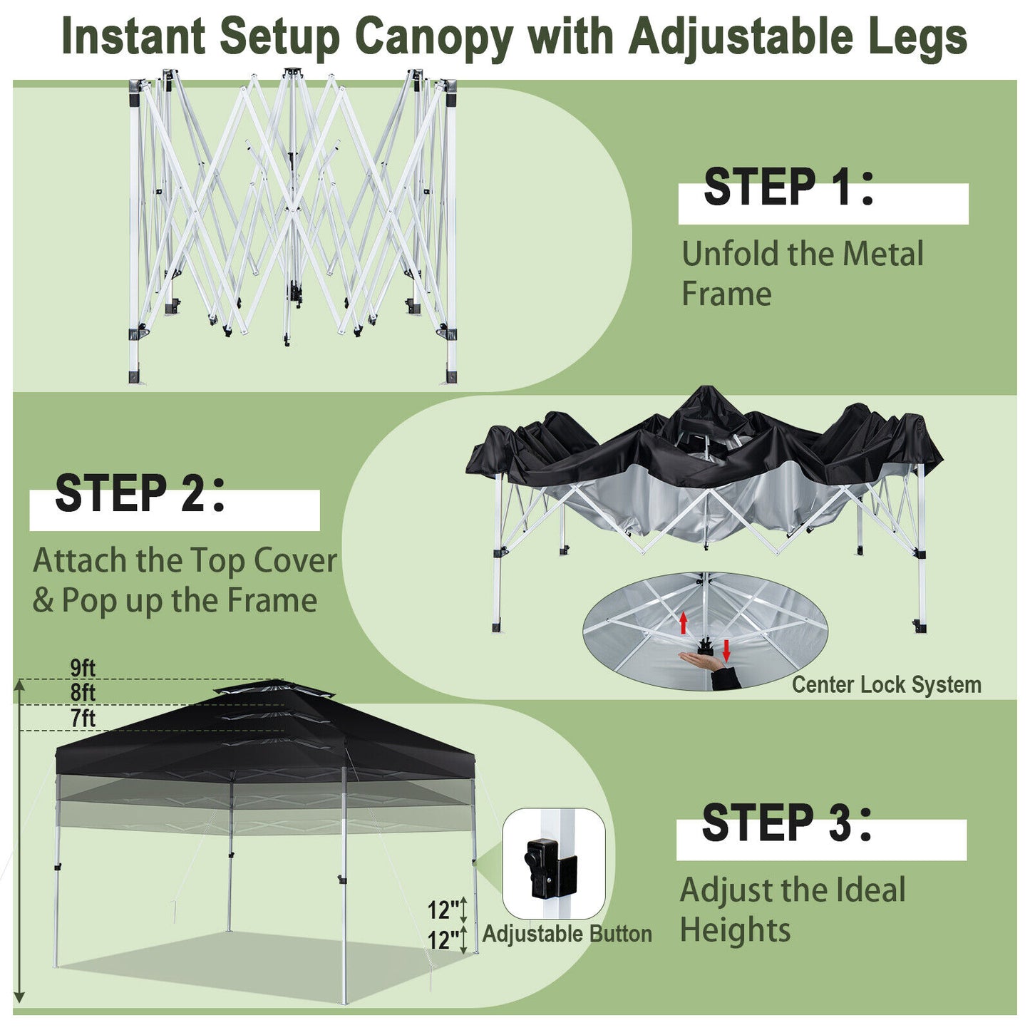 10 x 10 Feet 2-Tier Pop-Up Canopy Tent, Wheeled Carry Bag, Black Canopies at Gallery Canada
