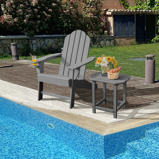 Outdoor Adirondack Chair with Built-in Cup Holder for Backyard Porch, Gray Adirondack Chairs Gray at Gallery Canada