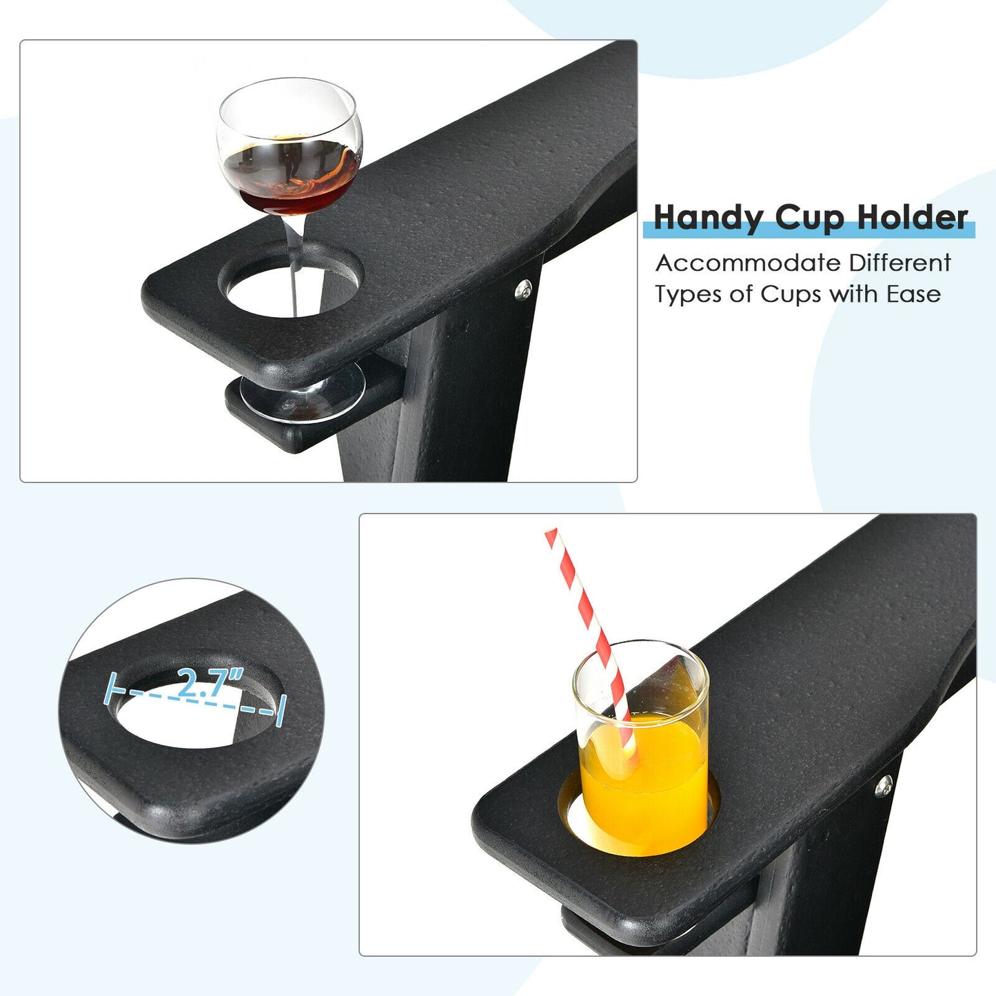 Outdoor Adirondack Chair With Built-In Cup Holder, Black Adirondack Chairs at Gallery Canada