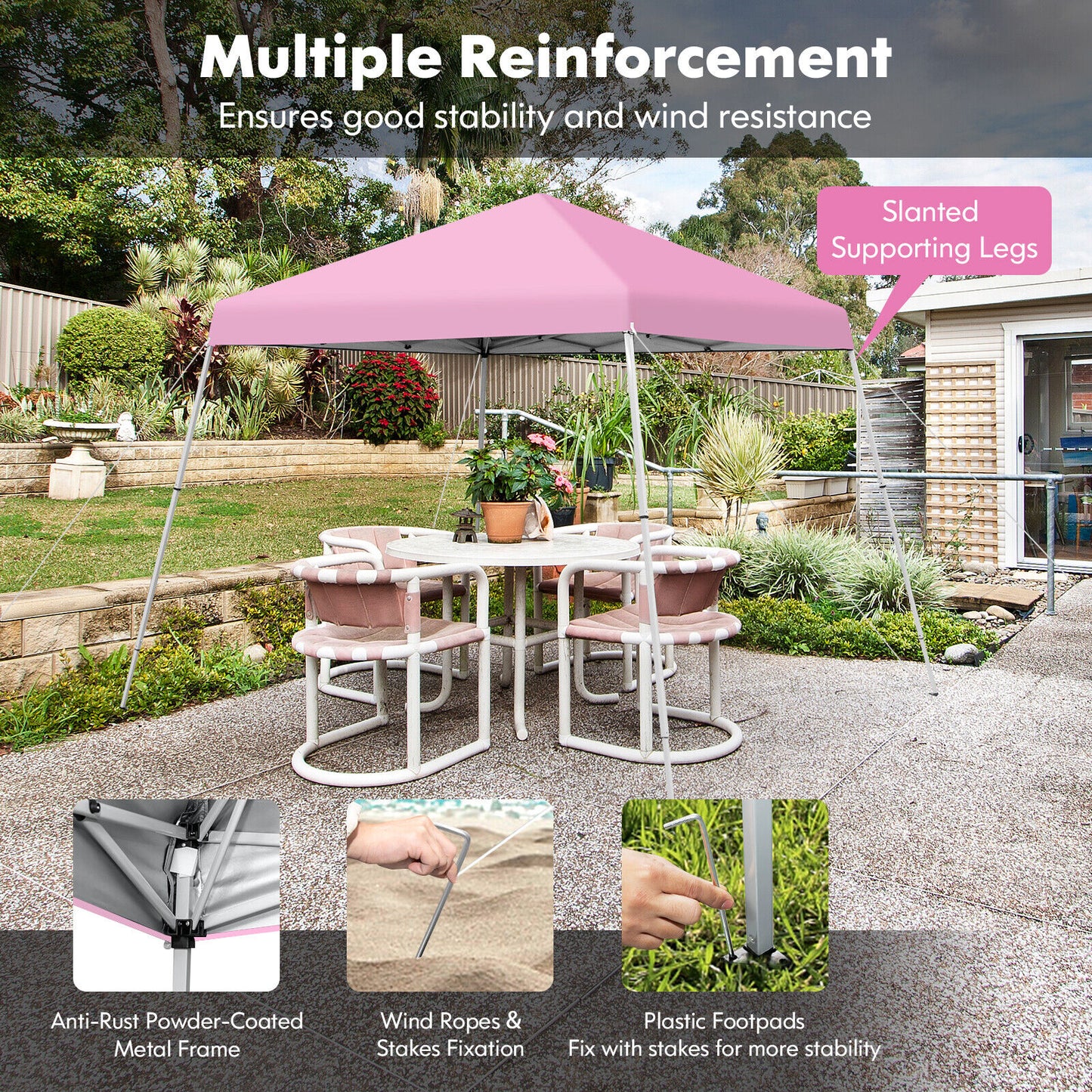 10 x 10 Feet Outdoor Instant Pop-up Canopy with Carrying Bag, Pink Canopies at Gallery Canada