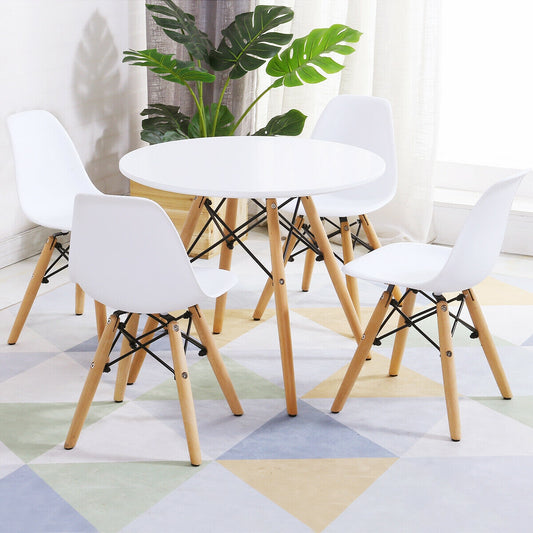 5 Pieces Kids Mid-Century Modern Table Chairs Set, White Kids Table & Chair Sets White at Gallery Canada