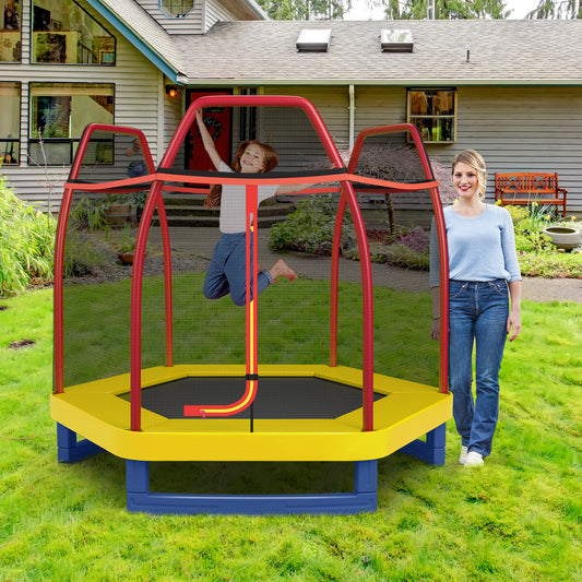 7 Feet Kids Recreational Bounce Jumper Trampoline, Red Trampolines Red at Gallery Canada