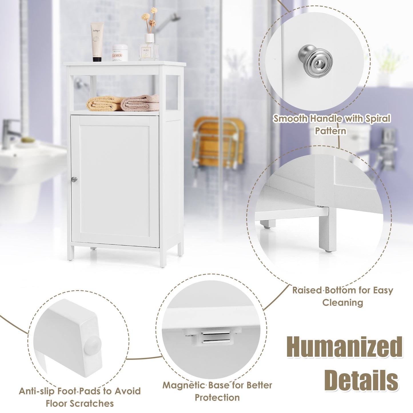 Floor Cabinet Multifunction Storage Rack Organizer Stand, White Floor Cabinets at Gallery Canada