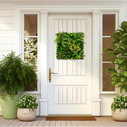 20" x 20" 3D Hanging Greenery Hedge with 11 Types of Mixed Faux Plants for Indoor Outdoor , Green Faux Plants Green at Gallery Canada