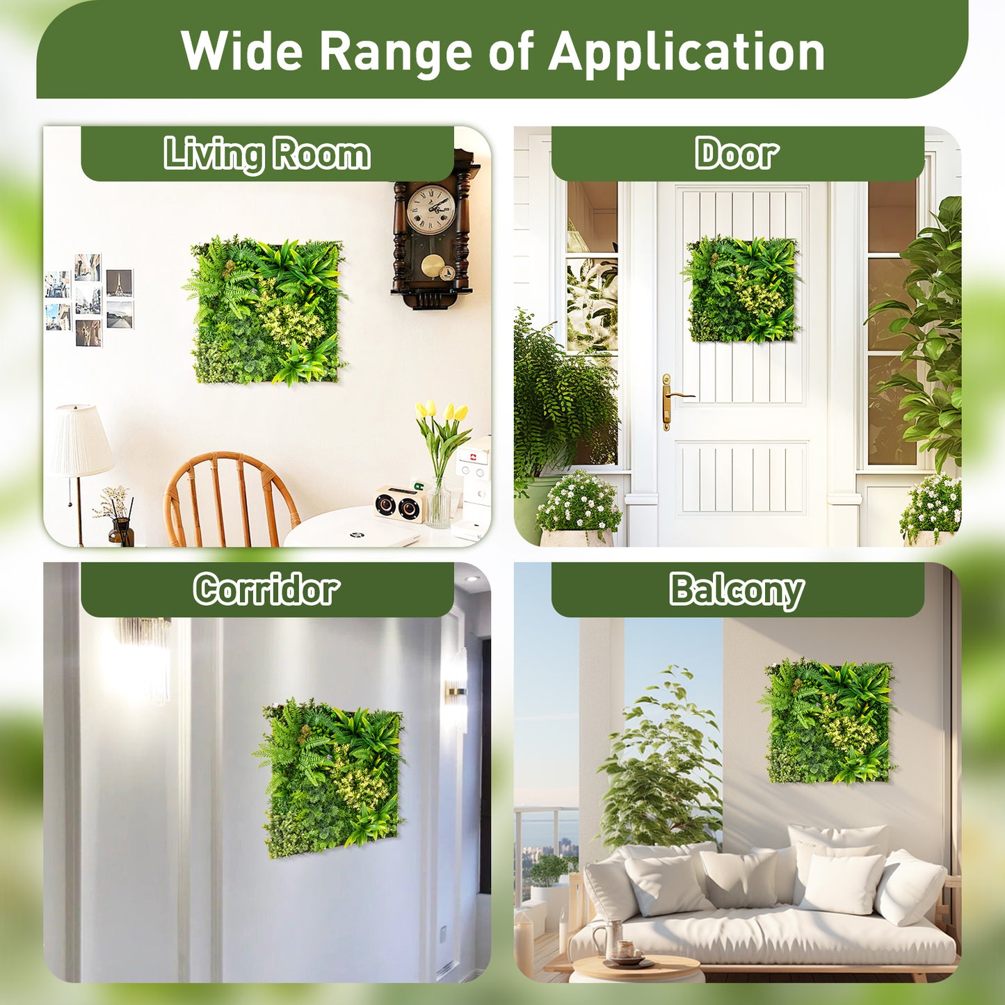 20" x 20" 3D Hanging Hedge, Mixed Faux Plants, Indoor Outdoor, Green Faux Plants at Gallery Canada