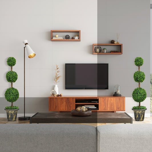 4 Feet Artificial Topiary Triple Ball Tree Plant, Green Faux Plants Green at Gallery Canada