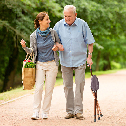 Adjustable Folding Cane Seat, Lightweight, Brown Walkers & Rollators Brown at Gallery Canada