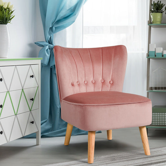 Armless Accent Chair Tufted Velvet Leisure Chair, Pink Accent Chairs Pink at Gallery Canada