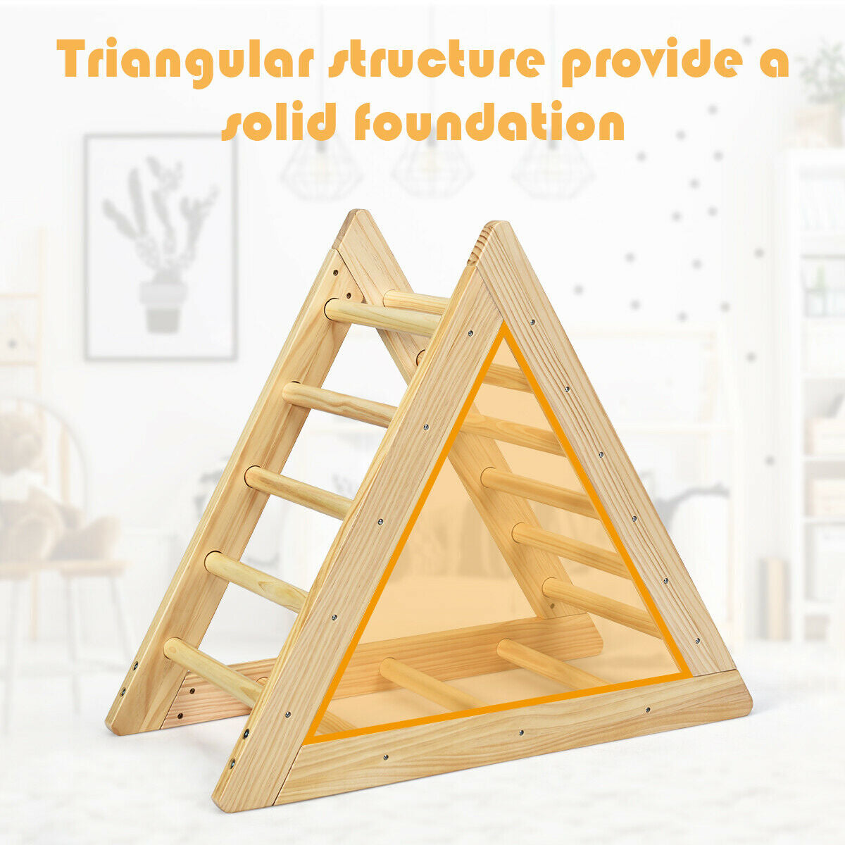 Wooden Triangle Climber For Toddler Step Training, Natural