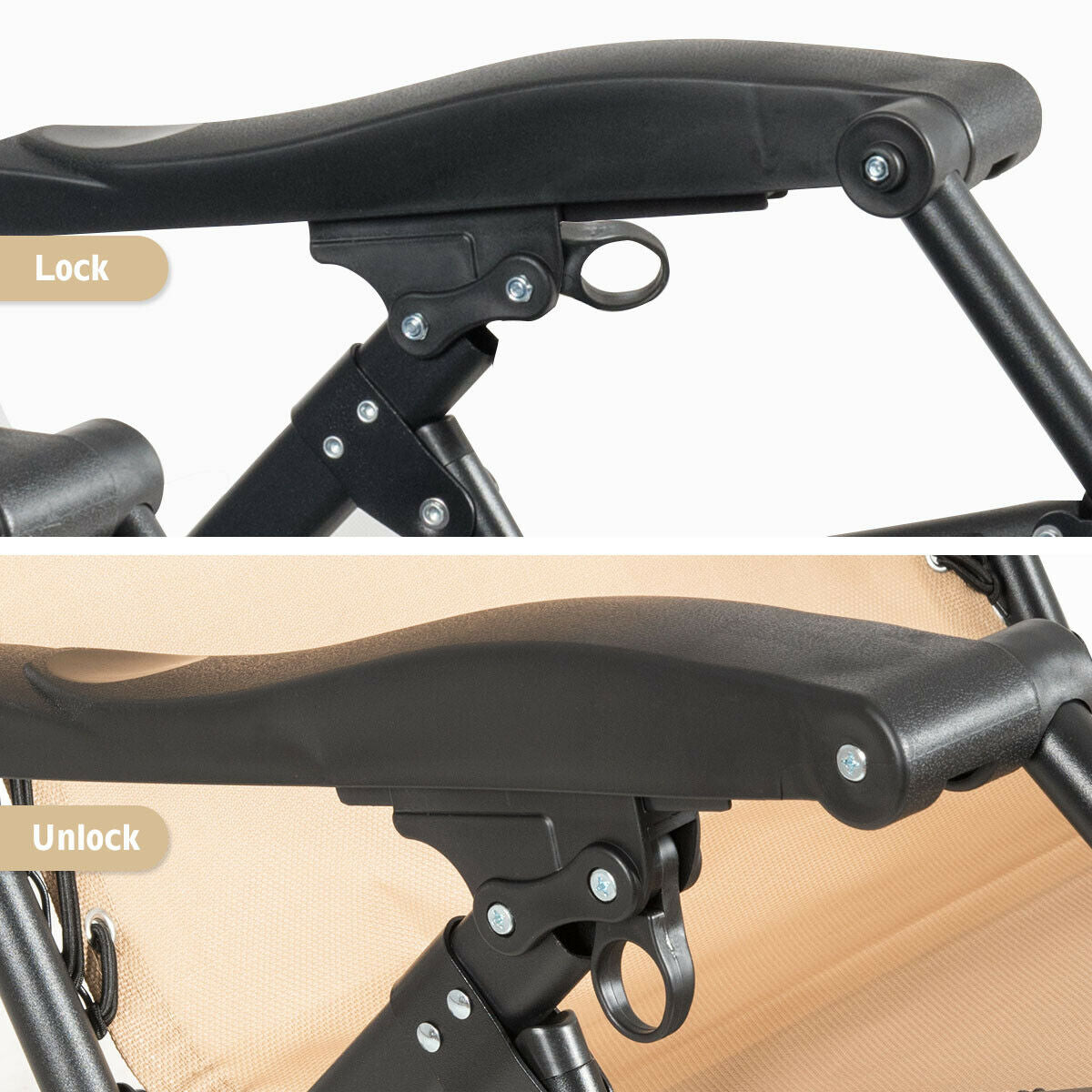 Oversize Lounge Chair with Cup Holder of Heavy Duty for outdoor, Beige Beach & Lawn Chairs at Gallery Canada