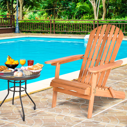 Foldable Outdoor Wood Lounger Chair, Natural Adirondack Chairs Natural at Gallery Canada