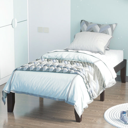 Twin Size 14 Inch Wooden Slats Bed Mattress Frame, Brown Simple Bed Frame Brown at Gallery Canada