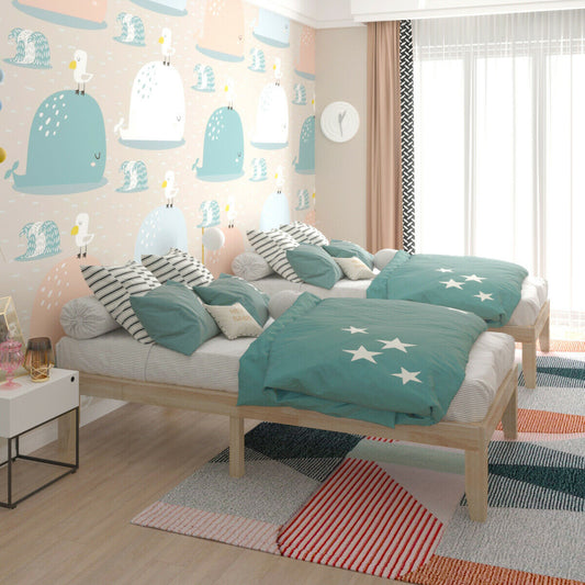 Twin Size 14 Inch Wooden Slats Bed Mattress Frame, Natural Simple Bed Frame Natural at Gallery Canada