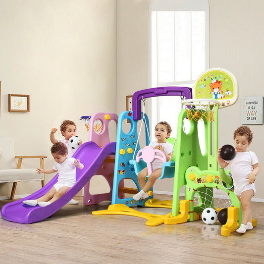 6-In-1 Climber Swing Basketball Hoop Football Gate, Multicolor Climbers & Slides Multicolor at Gallery Canada
