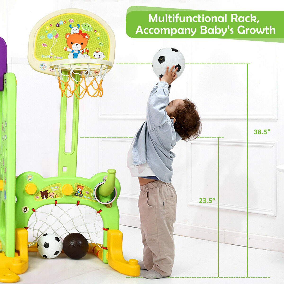 6-in-1 Climber Swing Basketball Hoop Football Gate, Multicolor Climbers & Slides at Gallery Canada
