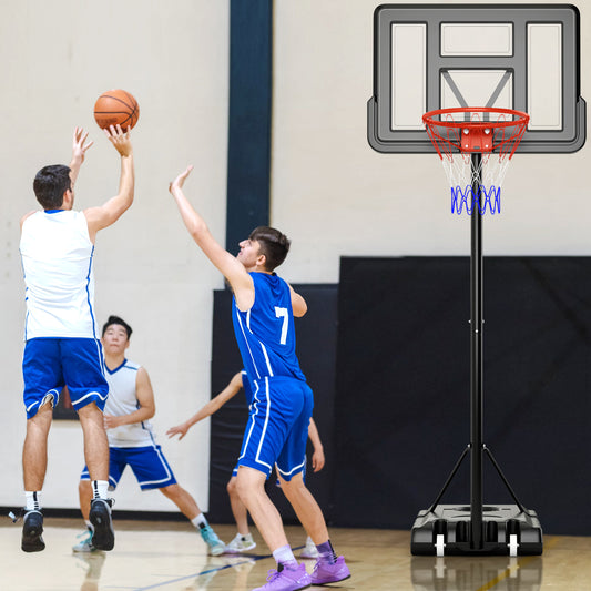 Portable Basketball Hoop, 4.4-10 Feet Adjustable, 2 Wheels, Fillable Base, Black Sport Equipments Black at Gallery Canada