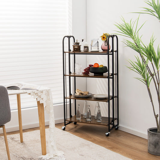 Foldable Rolling Cart, 4-Tier Storage Shelves For Kitchen Kitchen Islands & Carts Options at Gallery Canada