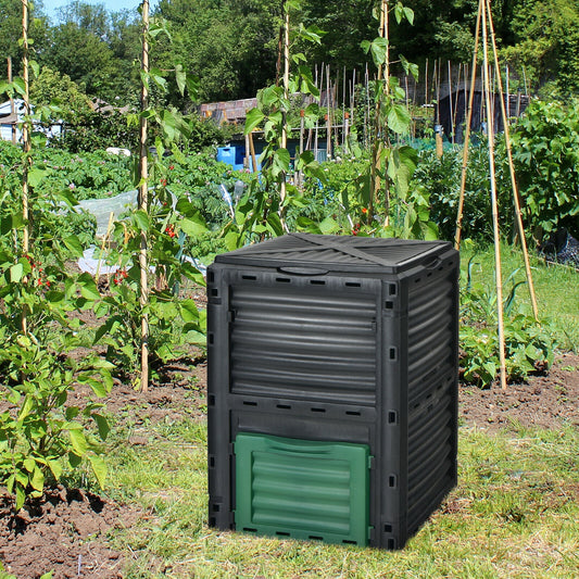 80-Gallon Outdoor Composter, Large Openable Lid, Bottom Exit Door, Green Garden Tools Green at Gallery Canada