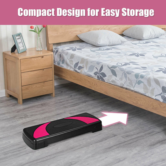 31 Inch Adjustable Aerobic Stepper, Non-Slip Pads, Pink