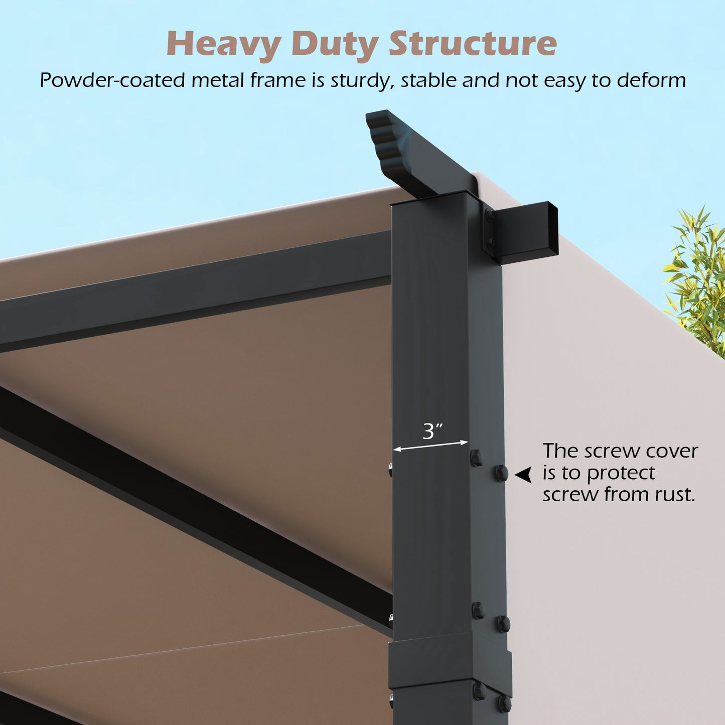 10 x 10 ft Flat Top Pergola with Retractable Canopy for Garden Pool Porch and Backyard, Gray Gazebos at Gallery Canada