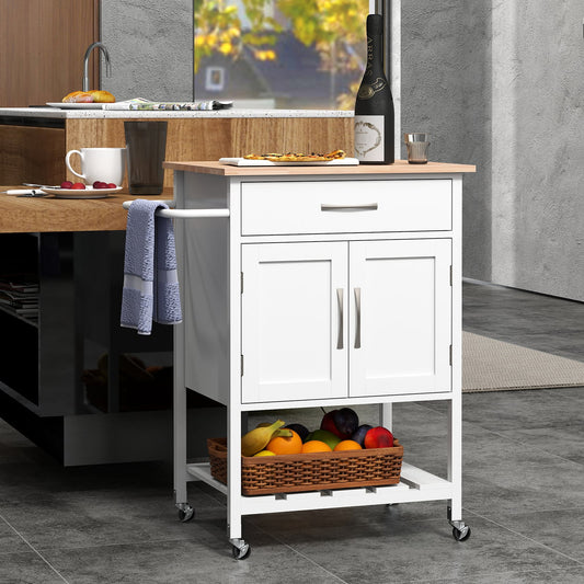 Rolling Kitchen Island Cart With Drawer, Towel Rack, White Kitchen Islands & Carts White at Gallery Canada