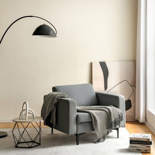 Convertible Sectional Sofa, 1-Seat, With Reversible Ottoman, Gray