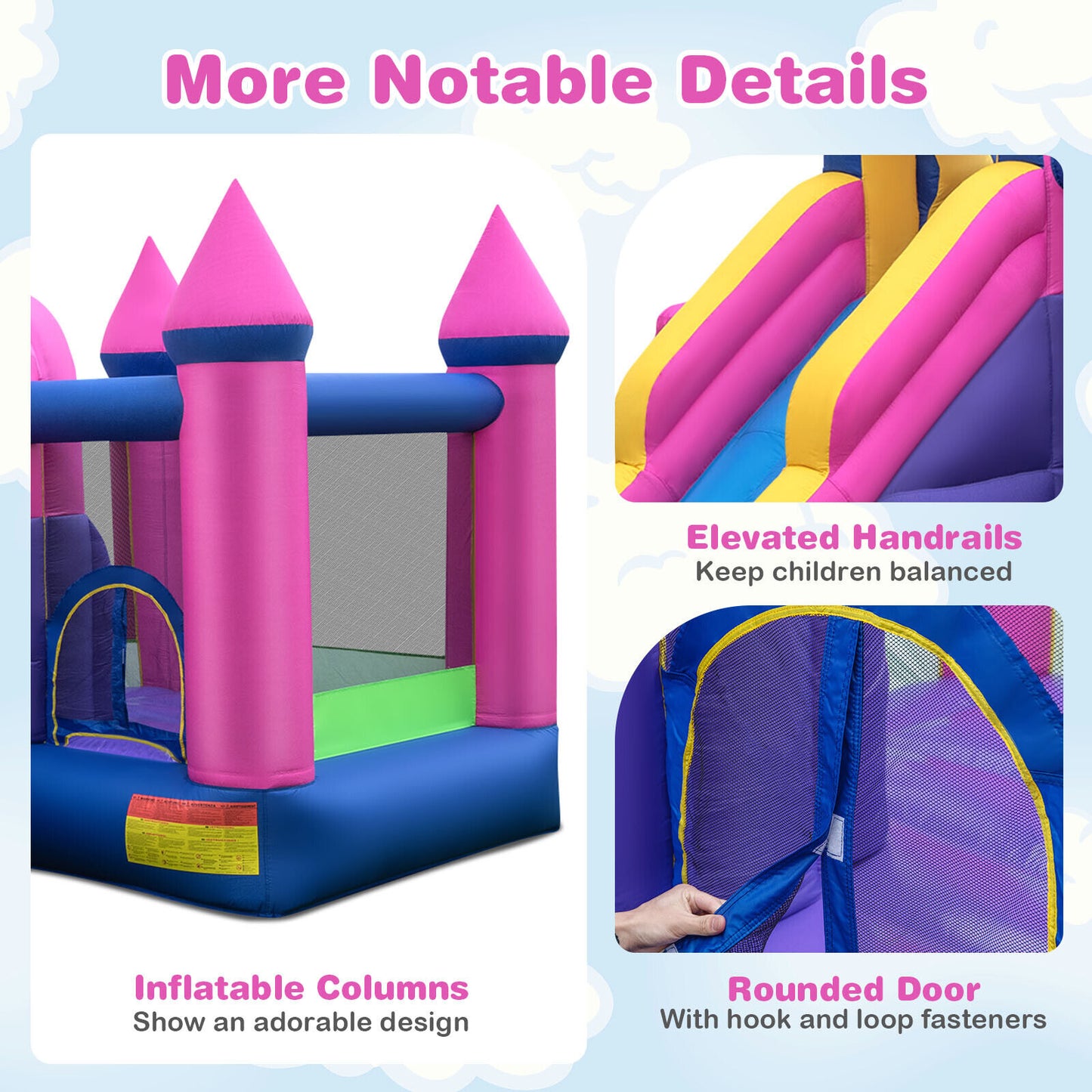 7-in-1 Kids Inflatable Bounce House with Long Slide and 735W Blower, Multicolor Bounce House at Gallery Canada