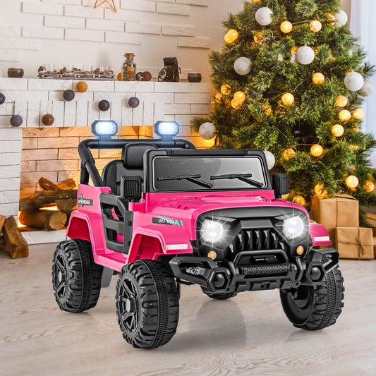 12V Kids Ride on Truck Car with Remote Control Threaded Wheels and 3 Speeds, Pink Powered Ride On Toys Pink at Gallery Canada