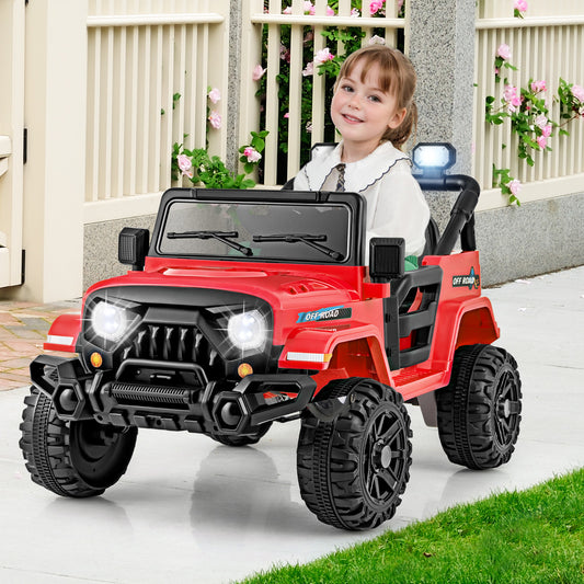 12V Kids Ride On Truck, Remote Control, Threaded Wheels, 3 Speeds, Red Powered Ride On Toys Red at Gallery Canada