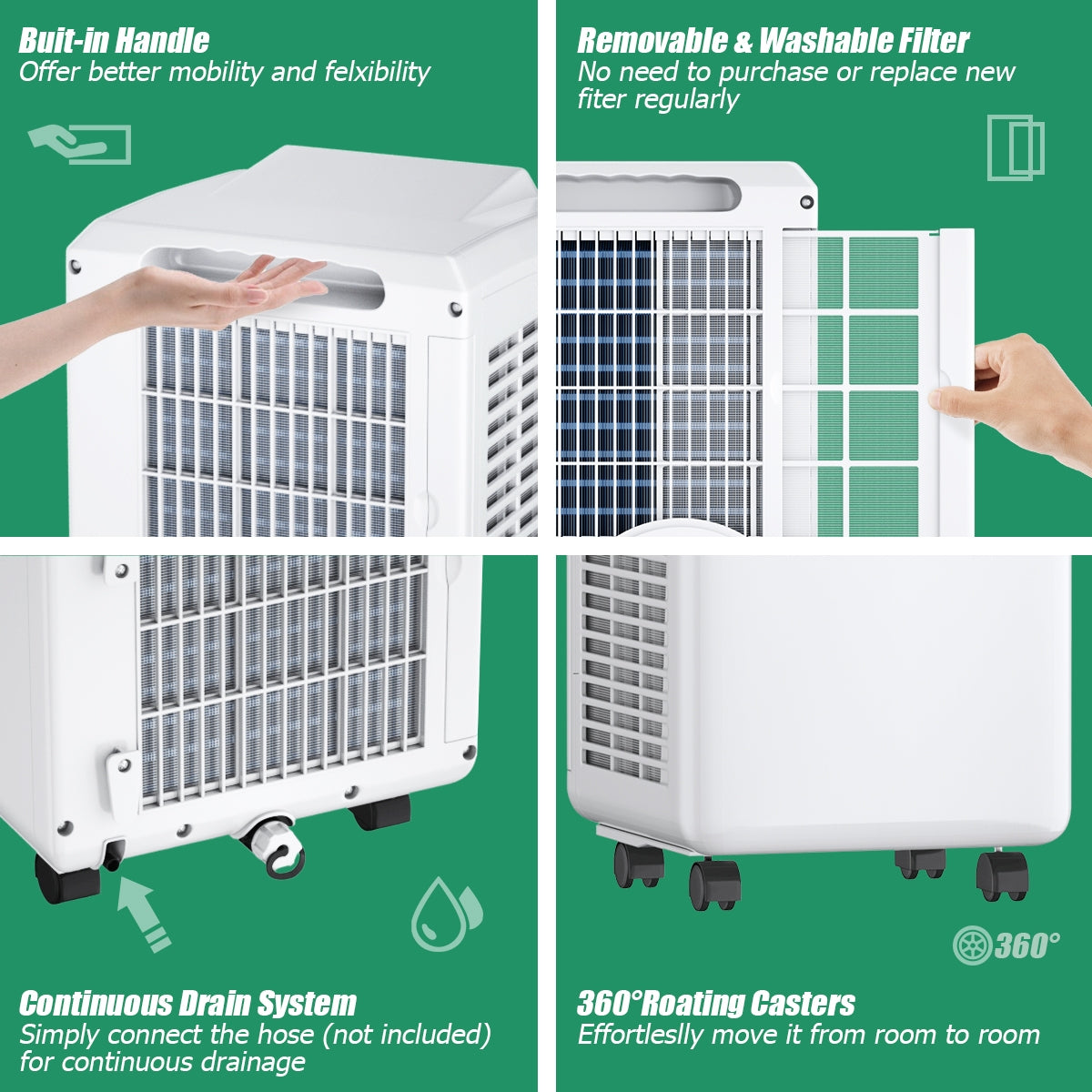 9000 BTU Portable Air Conditioner, Dehumidifier, Remote, Black, White Portable Air Conditioners at Gallery Canada