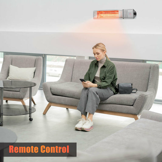 1500W Infrared Patio Heater, With Remote & Timer, Silver Space Heaters Silver at Gallery Canada