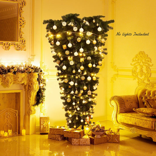 7 Feet Unlit Upside Down Artificial Christmas Tree, Green Christmas Tree Green at Gallery Canada