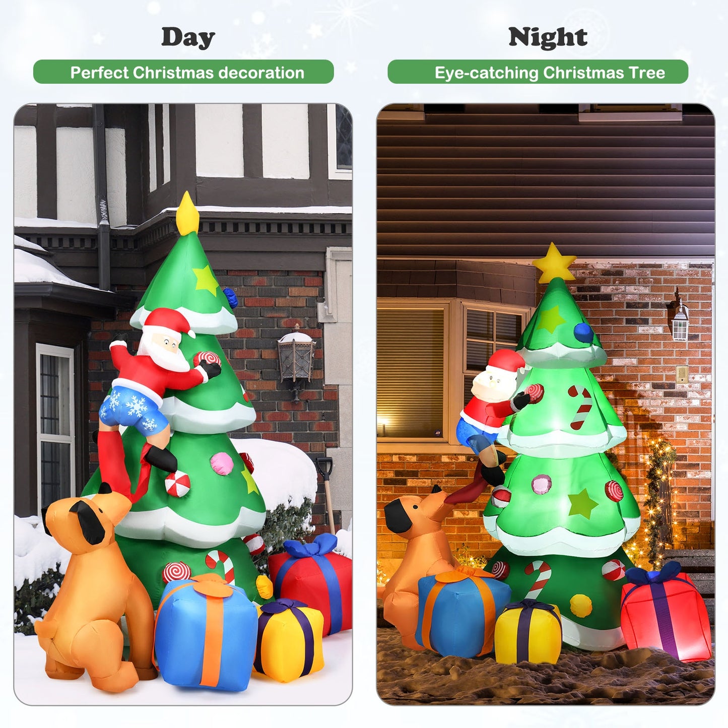 7 Feet Inflatable Christmas Tree, LED Lights, Green