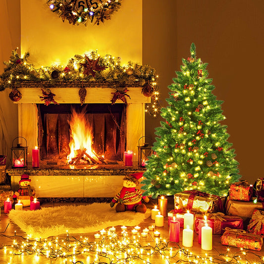 4.5 Feet Pre-lit Christmas Tree, 300 LED Lights, Green Christmas Tree Green at Gallery Canada