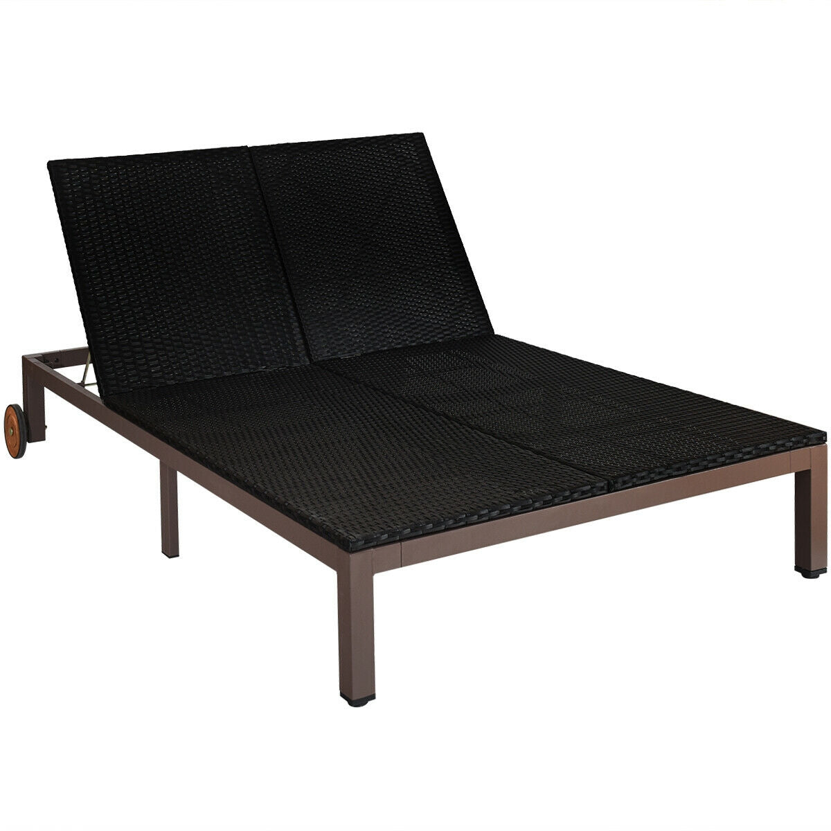 2-Person Rattan Lounge Chair, Adjustable Backrest, Turquoise Outdoor Chaise Lounges at Gallery Canada