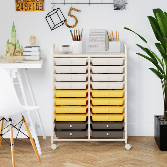 20 Drawers Rolling Cart Studio Organizer, Yellow File Cabinets Yellow at Gallery Canada