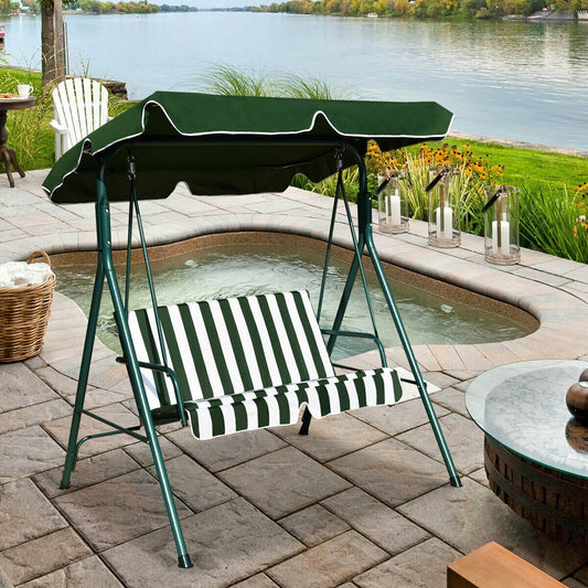 Loveseat Cushioned Patio Steel Frame Swing Glider , Green Porch Swings Green at Gallery Canada