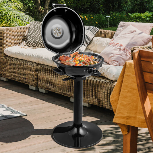 1600W Electric BBQ Grill, Removable Non-Stick Warming Rack, Black Outdoor Grills Black at Gallery Canada