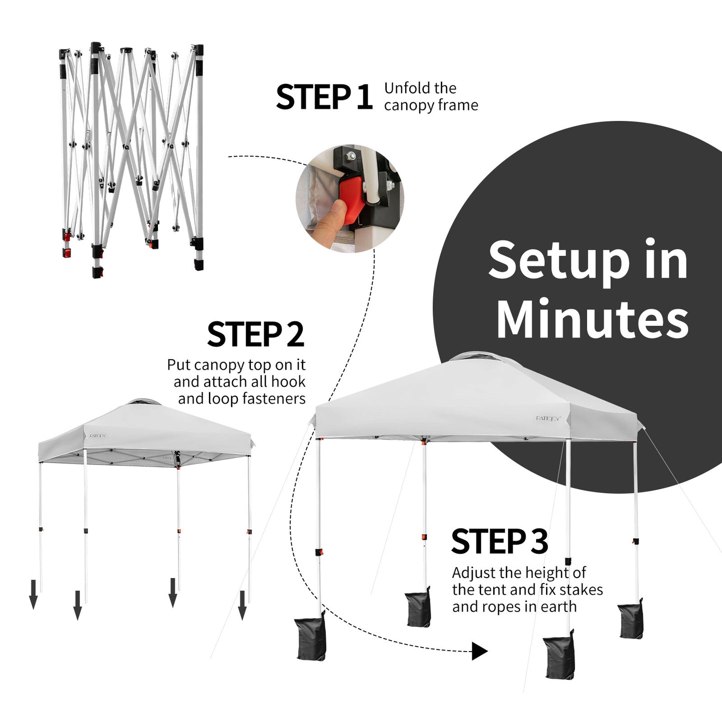 6.6 x 6.6 Feet Pop-Up Canopy Tent, With Roller Bag, Gray Canopies at Gallery Canada