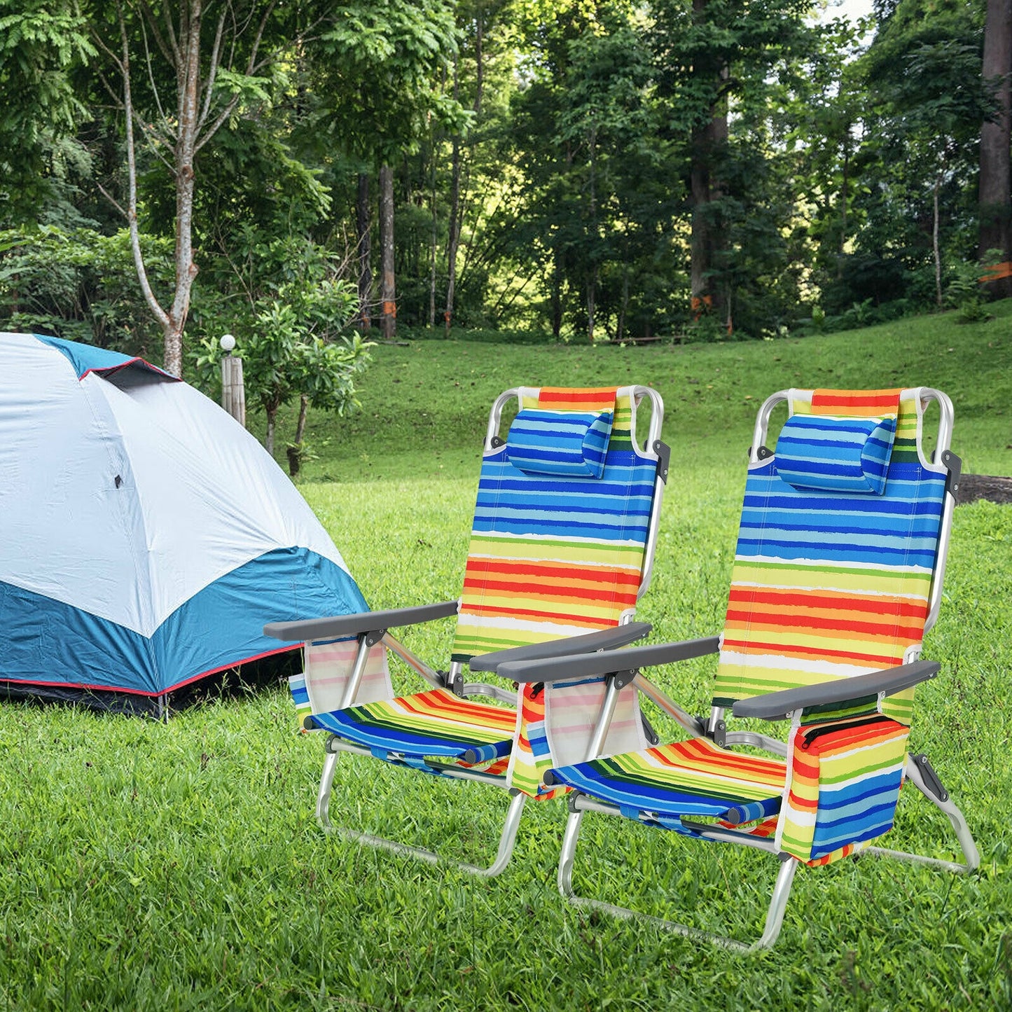 4-Pack 5-Position Folding Backpack Beach Chair With Pillow, Yellow Beach & Lawn Chairs at Gallery Canada