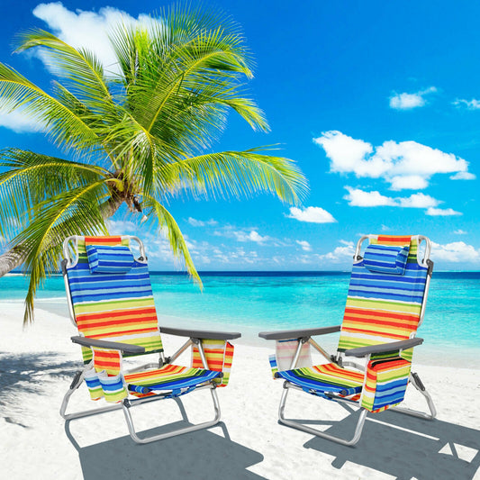4-Pack 5-Position Folding Backpack Beach Chair With Pillow, Yellow Beach & Lawn Chairs Yellow at Gallery Canada